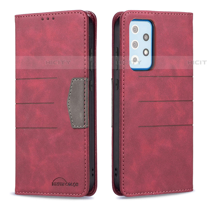 Handytasche Stand Schutzhülle Flip Leder Hülle B01F für Samsung Galaxy A52 4G Rot Plus