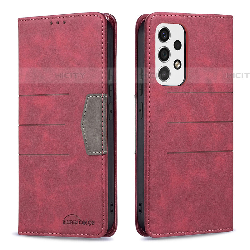 Handytasche Stand Schutzhülle Flip Leder Hülle B01F für Samsung Galaxy A53 5G Rot Plus