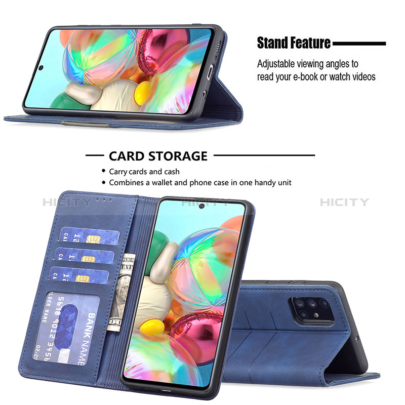 Handytasche Stand Schutzhülle Flip Leder Hülle B01F für Samsung Galaxy A71 4G A715 groß