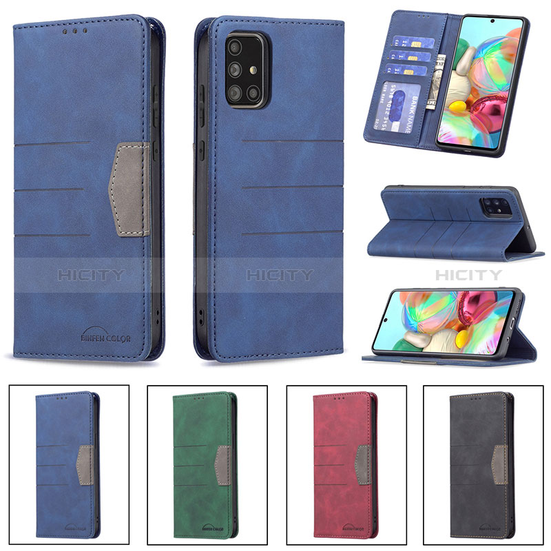 Handytasche Stand Schutzhülle Flip Leder Hülle B01F für Samsung Galaxy A71 4G A715 groß