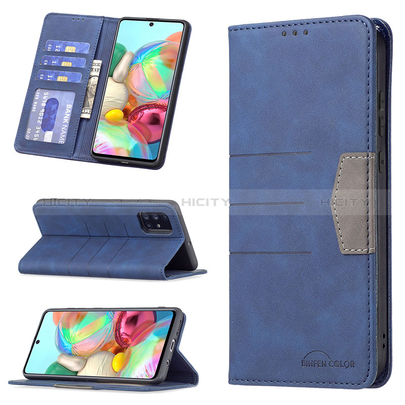 Handytasche Stand Schutzhülle Flip Leder Hülle B01F für Samsung Galaxy A71 4G A715 groß