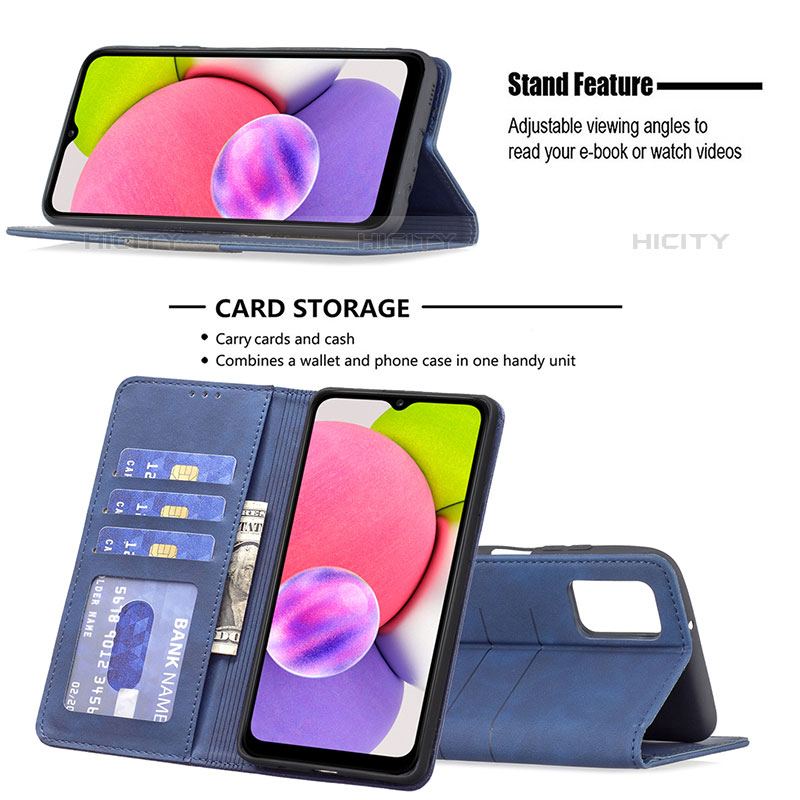 Handytasche Stand Schutzhülle Flip Leder Hülle B01F für Samsung Galaxy M02s groß