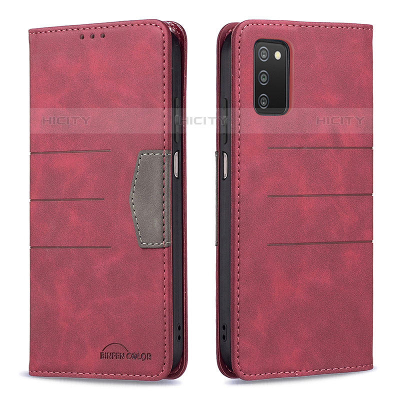 Handytasche Stand Schutzhülle Flip Leder Hülle B01F für Samsung Galaxy M02s Rot Plus