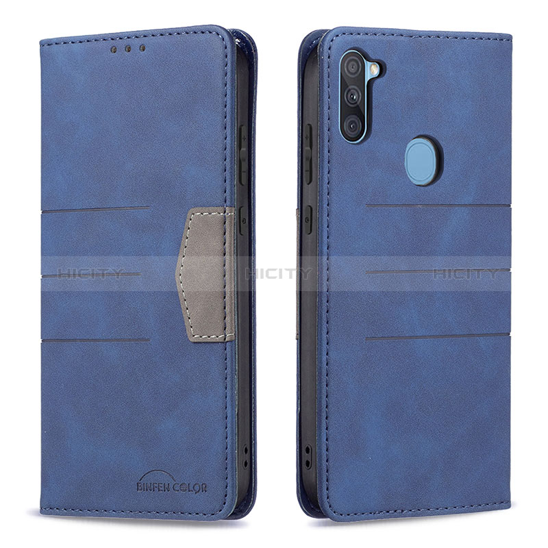 Handytasche Stand Schutzhülle Flip Leder Hülle B01F für Samsung Galaxy M11 Blau Plus