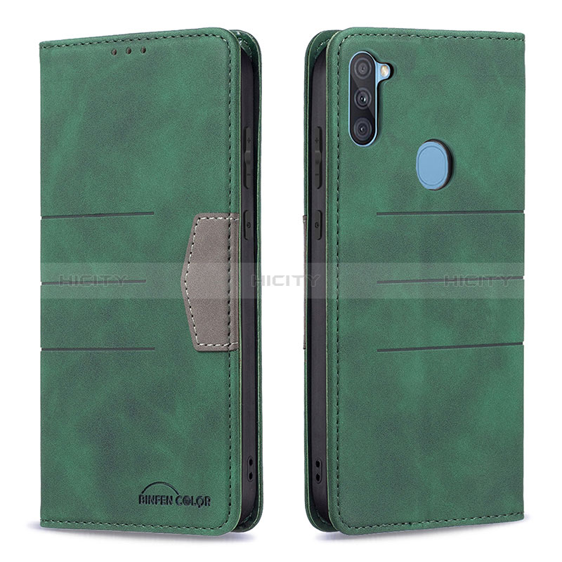 Handytasche Stand Schutzhülle Flip Leder Hülle B01F für Samsung Galaxy M11 Grün