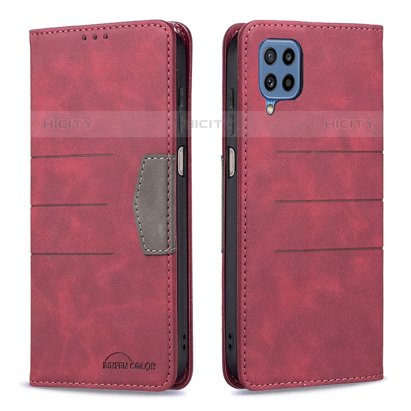 Handytasche Stand Schutzhülle Flip Leder Hülle B01F für Samsung Galaxy M32 4G Rot