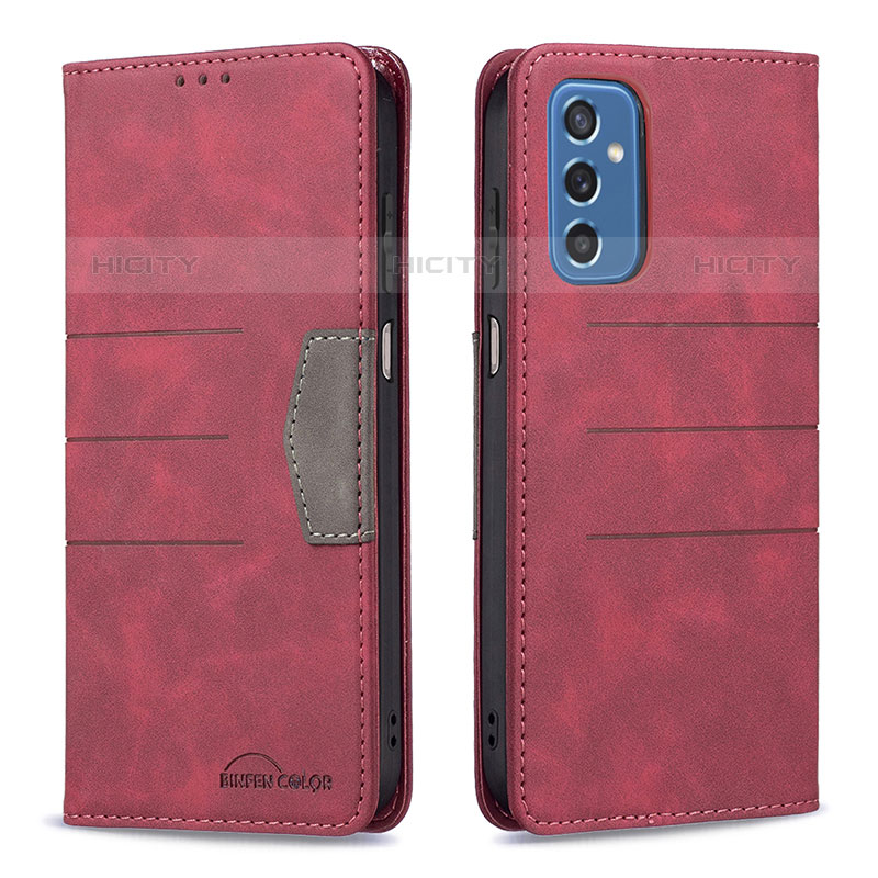 Handytasche Stand Schutzhülle Flip Leder Hülle B01F für Samsung Galaxy M52 5G Rot Plus