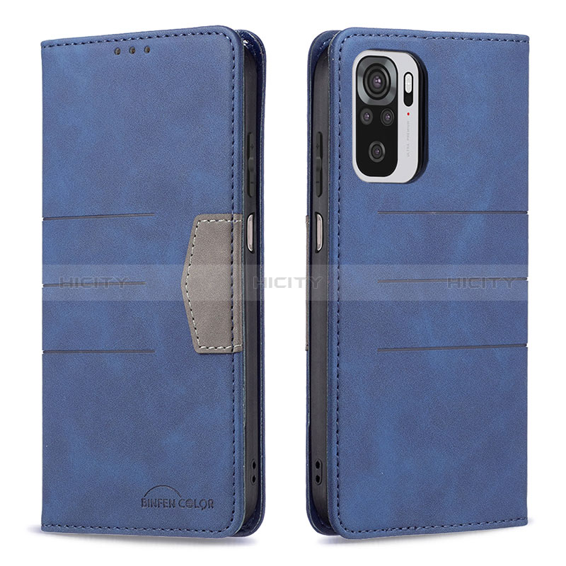 Handytasche Stand Schutzhülle Flip Leder Hülle B01F für Xiaomi Redmi Note 10 4G Blau