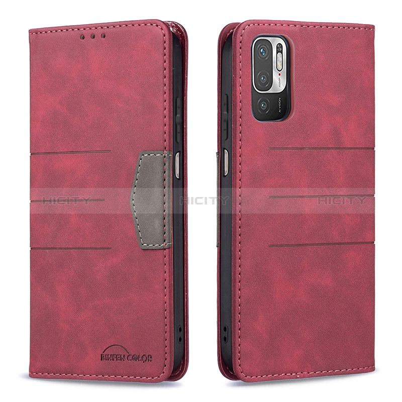 Handytasche Stand Schutzhülle Flip Leder Hülle B01F für Xiaomi Redmi Note 10 5G Rot