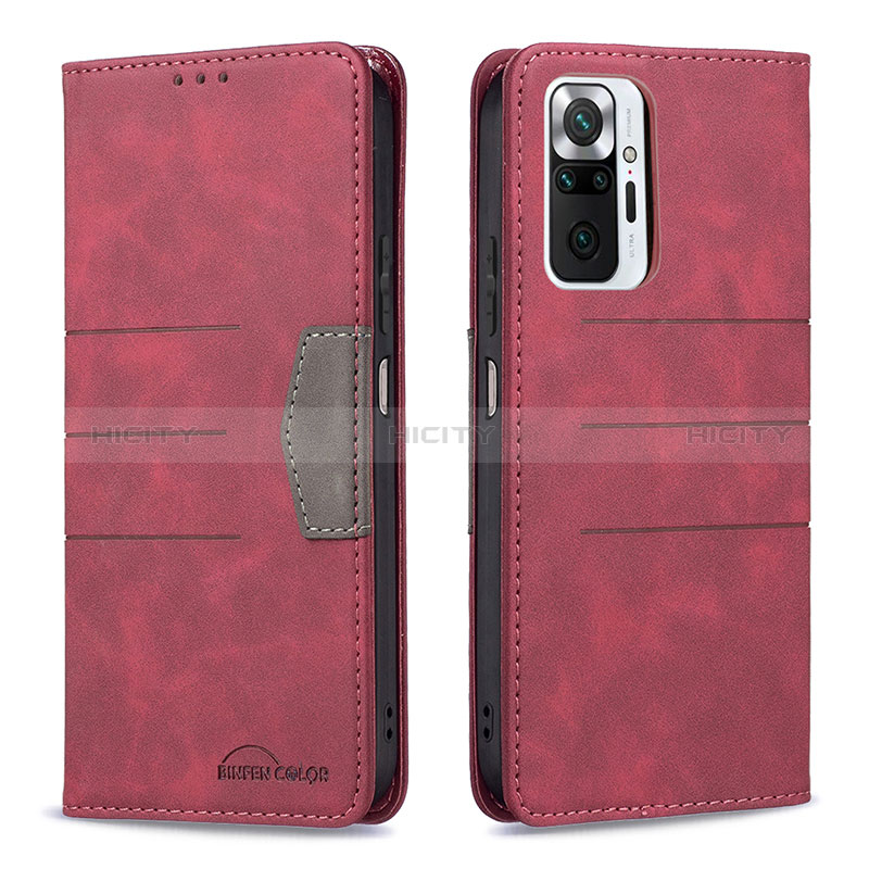 Handytasche Stand Schutzhülle Flip Leder Hülle B01F für Xiaomi Redmi Note 10 Pro 4G Rot Plus