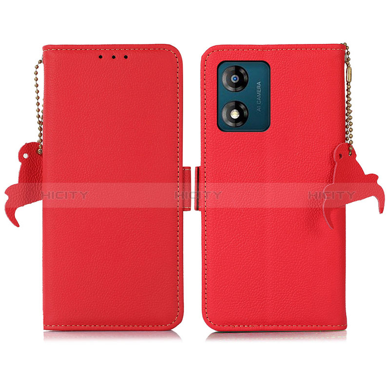 Handytasche Stand Schutzhülle Flip Leder Hülle B01H für Motorola Moto E13 Rot