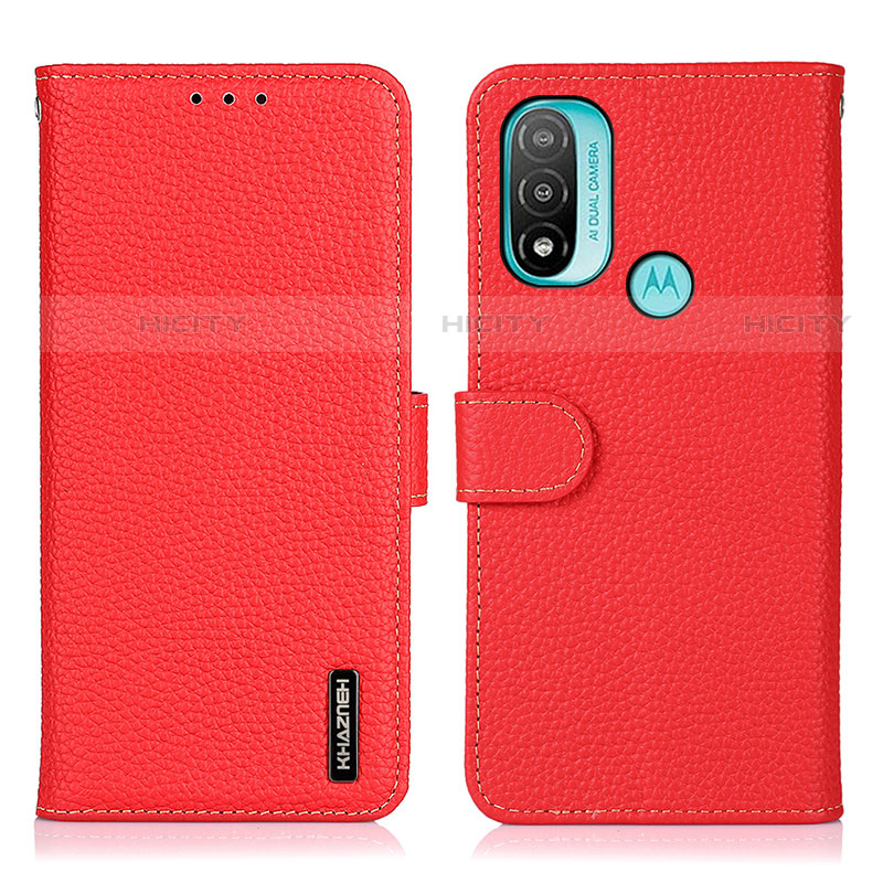 Handytasche Stand Schutzhülle Flip Leder Hülle B01H für Motorola Moto E30 Rot