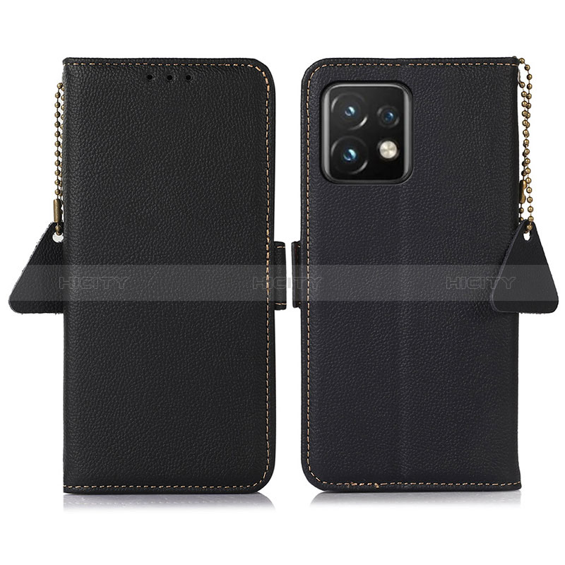 Handytasche Stand Schutzhülle Flip Leder Hülle B01H für Motorola Moto Edge 40 Pro 5G Schwarz