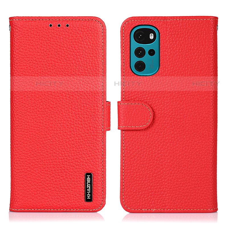 Handytasche Stand Schutzhülle Flip Leder Hülle B01H für Motorola Moto G22 Rot