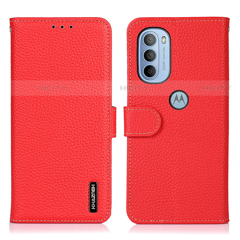 Handytasche Stand Schutzhülle Flip Leder Hülle B01H für Motorola Moto G31 Rot Plus