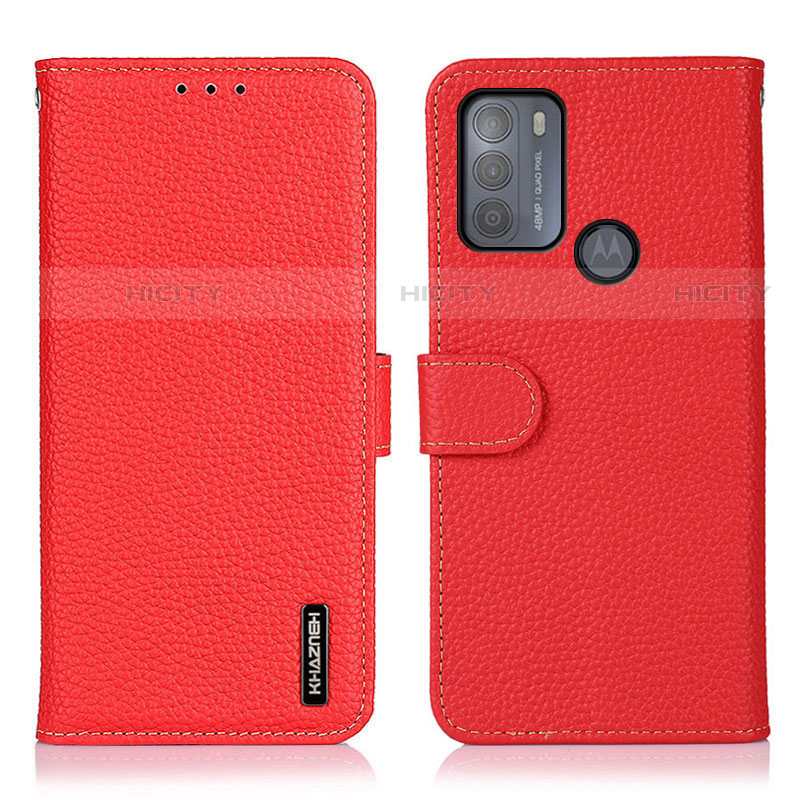 Handytasche Stand Schutzhülle Flip Leder Hülle B01H für Motorola Moto G50 Rot