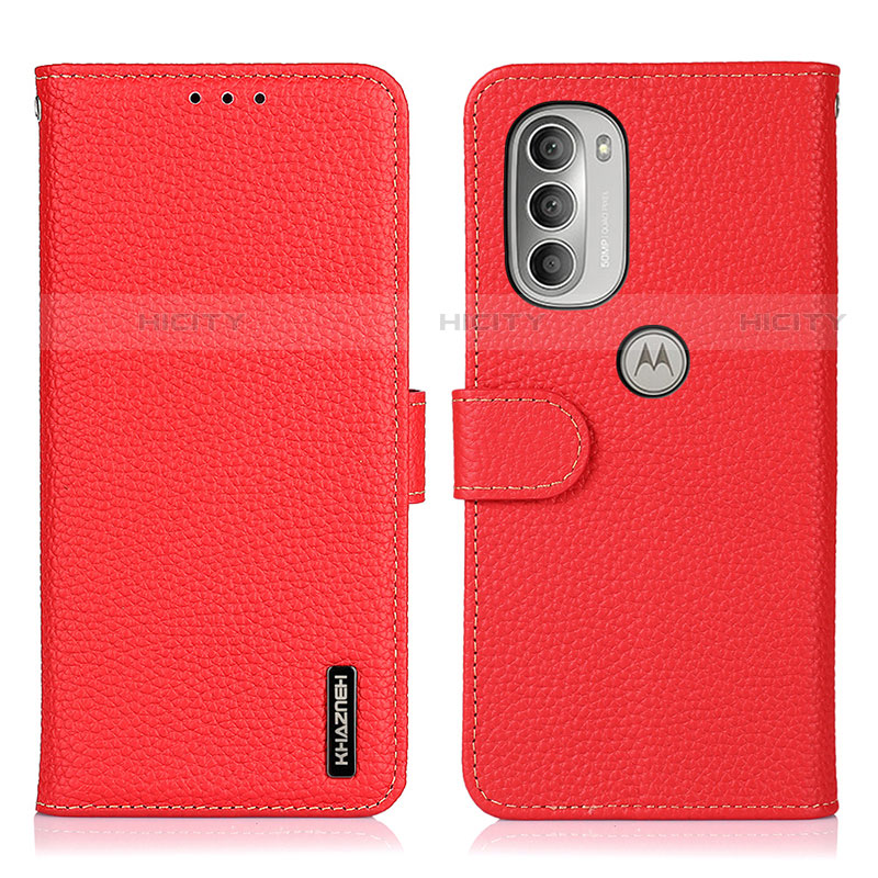 Handytasche Stand Schutzhülle Flip Leder Hülle B01H für Motorola Moto G51 5G Rot