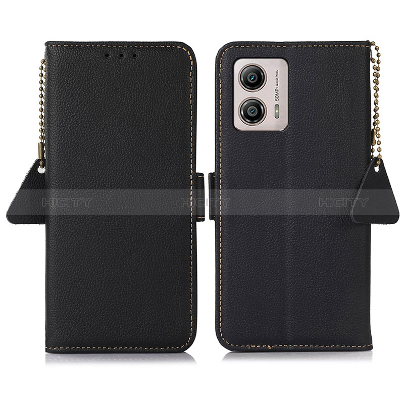 Handytasche Stand Schutzhülle Flip Leder Hülle B01H für Motorola Moto G53j 5G Schwarz Plus