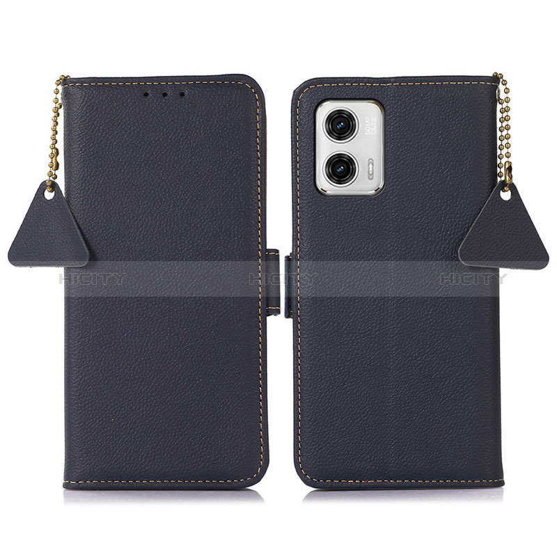 Handytasche Stand Schutzhülle Flip Leder Hülle B01H für Motorola Moto G73 5G Blau