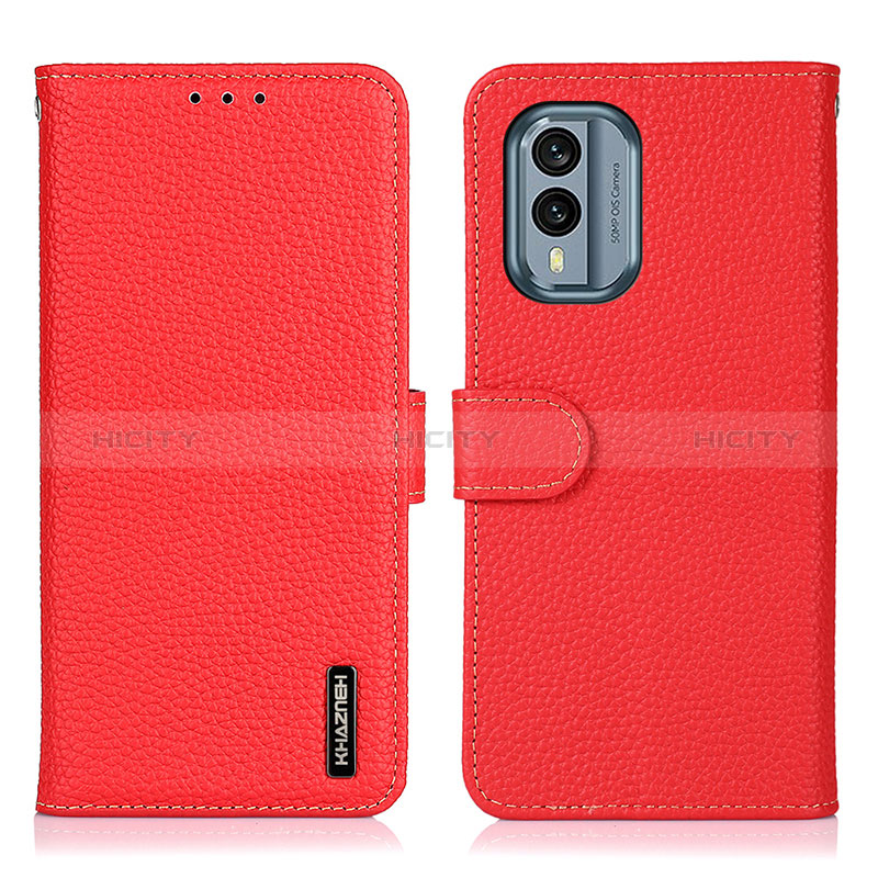 Handytasche Stand Schutzhülle Flip Leder Hülle B01H für Nokia X30 5G Rot