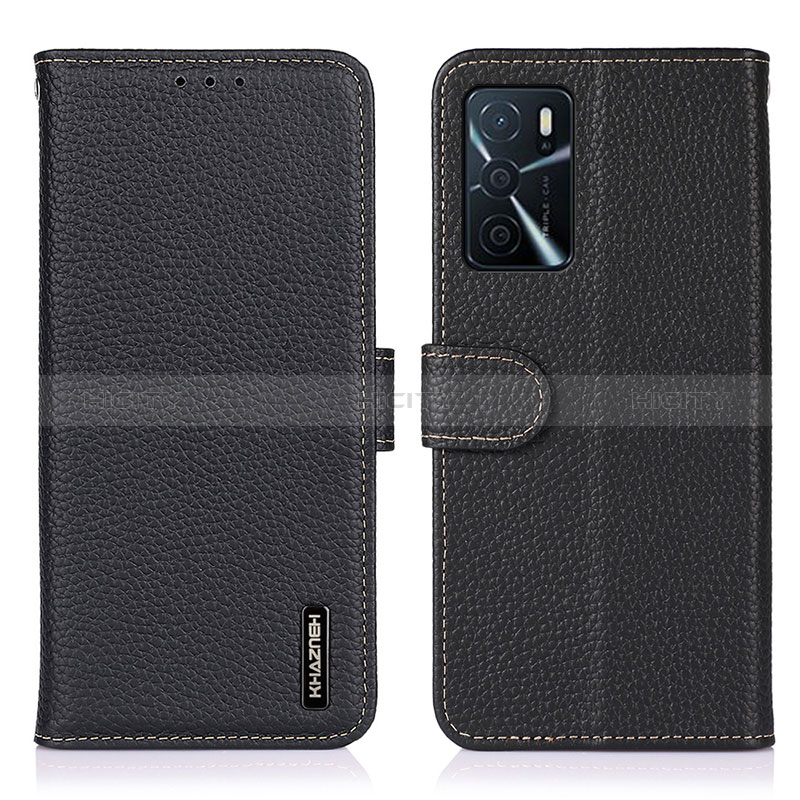 Handytasche Stand Schutzhülle Flip Leder Hülle B01H für Oppo A16 Schwarz Plus