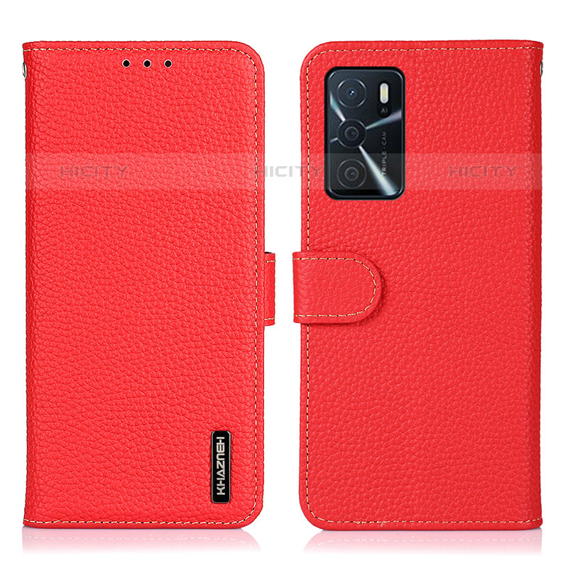 Handytasche Stand Schutzhülle Flip Leder Hülle B01H für Oppo A16s Rot Plus