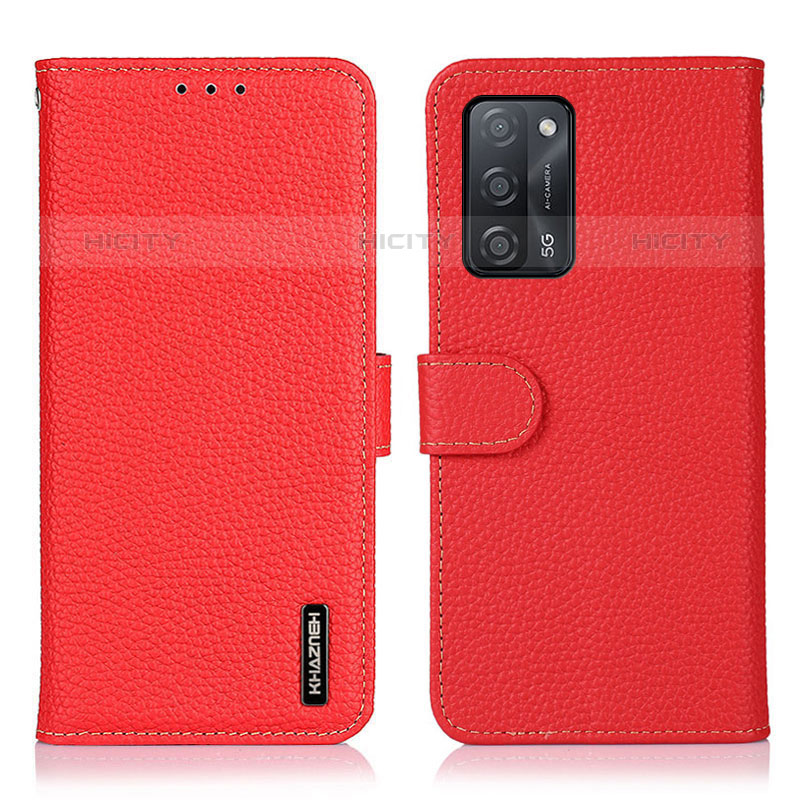 Handytasche Stand Schutzhülle Flip Leder Hülle B01H für Oppo A53s 5G Rot