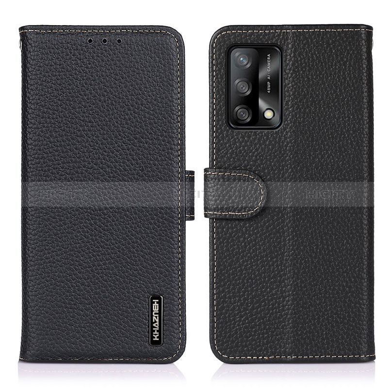 Handytasche Stand Schutzhülle Flip Leder Hülle B01H für Oppo A95 4G Schwarz