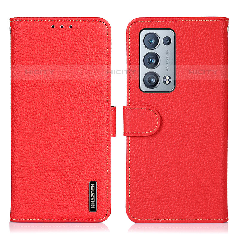 Handytasche Stand Schutzhülle Flip Leder Hülle B01H für Oppo Reno6 Pro+ Plus 5G Rot