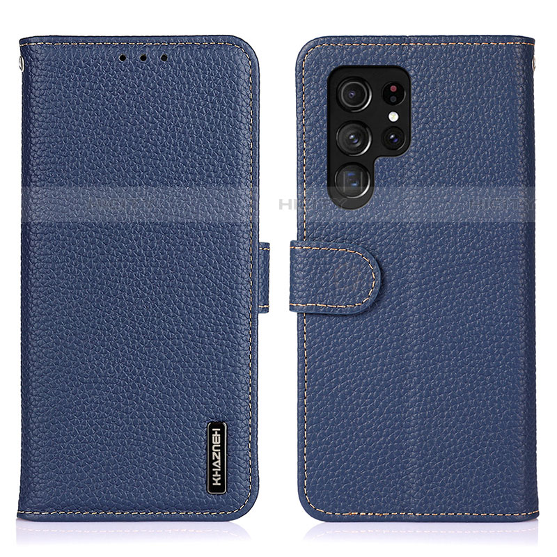 Handytasche Stand Schutzhülle Flip Leder Hülle B01H für Samsung Galaxy S22 Ultra 5G Blau