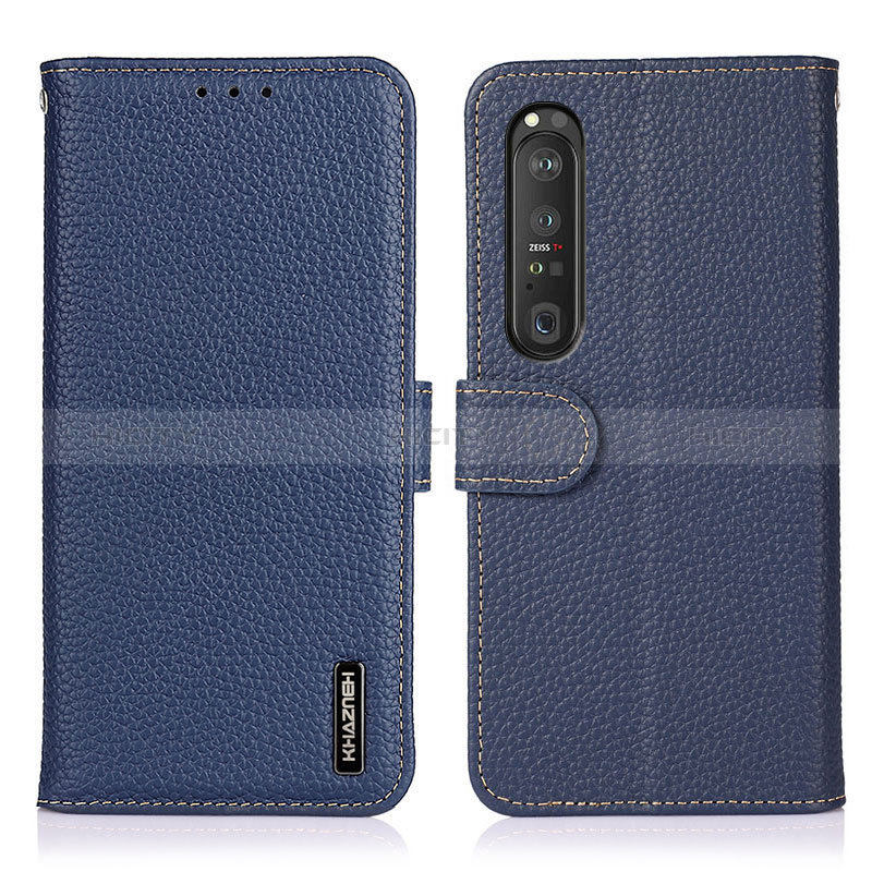 Handytasche Stand Schutzhülle Flip Leder Hülle B01H für Sony Xperia 1 III Blau