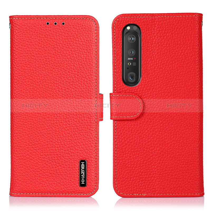 Handytasche Stand Schutzhülle Flip Leder Hülle B01H für Sony Xperia 1 III Rot