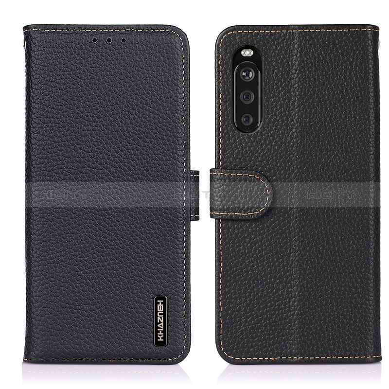 Handytasche Stand Schutzhülle Flip Leder Hülle B01H für Sony Xperia 10 III SOG04 Schwarz