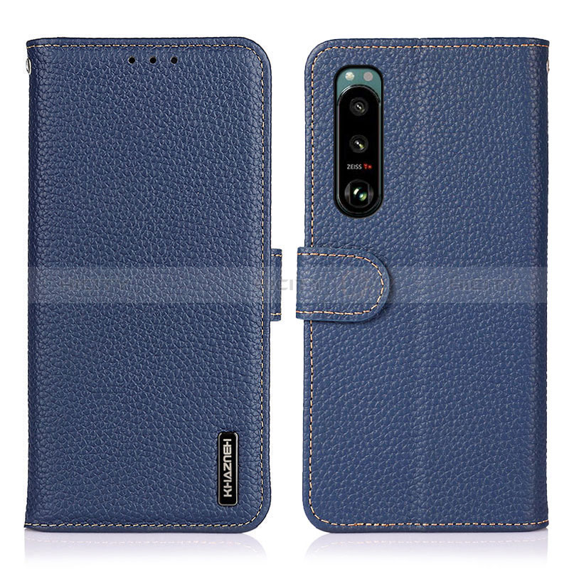 Handytasche Stand Schutzhülle Flip Leder Hülle B01H für Sony Xperia 5 III Blau