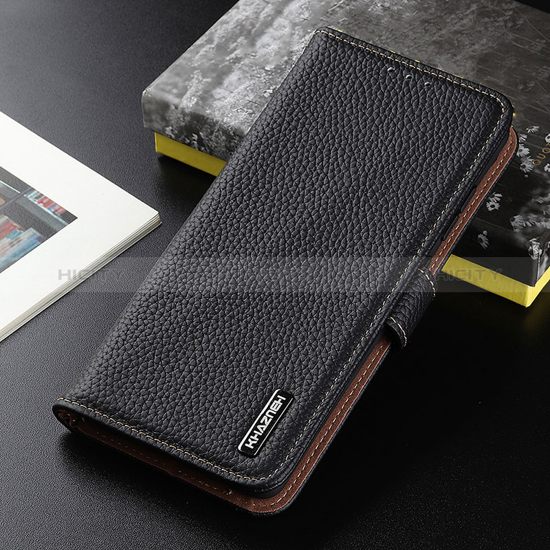 Handytasche Stand Schutzhülle Flip Leder Hülle B01H für Xiaomi Redmi 9A Schwarz
