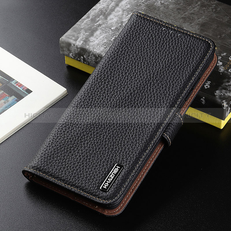 Handytasche Stand Schutzhülle Flip Leder Hülle B01H für Xiaomi Redmi 9AT Schwarz