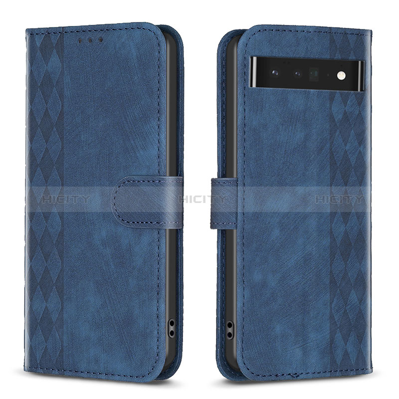 Handytasche Stand Schutzhülle Flip Leder Hülle B02F für Google Pixel 7 Pro 5G Blau Plus