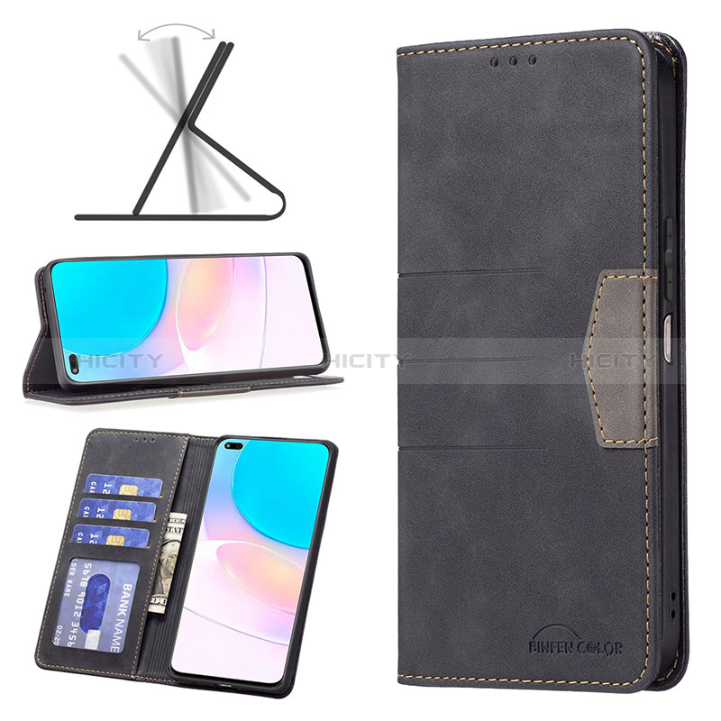 Handytasche Stand Schutzhülle Flip Leder Hülle B02F für Huawei Honor 50 Lite groß