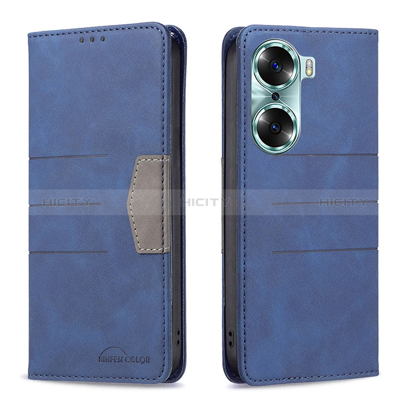 Handytasche Stand Schutzhülle Flip Leder Hülle B02F für Huawei Honor 60 5G Blau