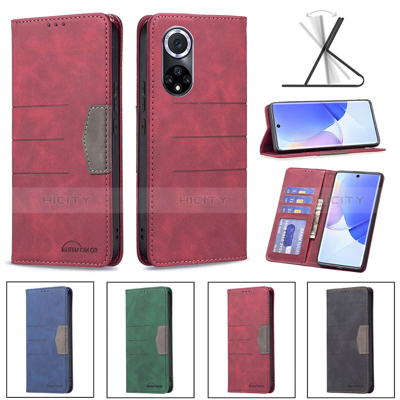 Handytasche Stand Schutzhülle Flip Leder Hülle B02F für Huawei Nova 9 groß