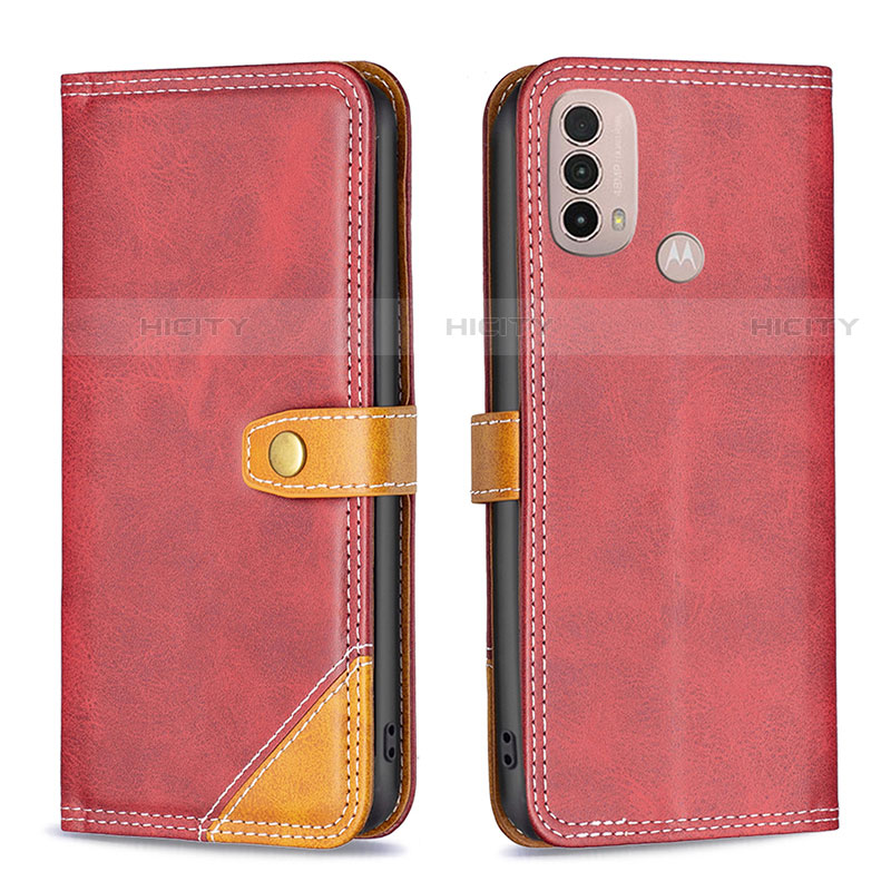 Handytasche Stand Schutzhülle Flip Leder Hülle B02F für Motorola Moto E30 Rot