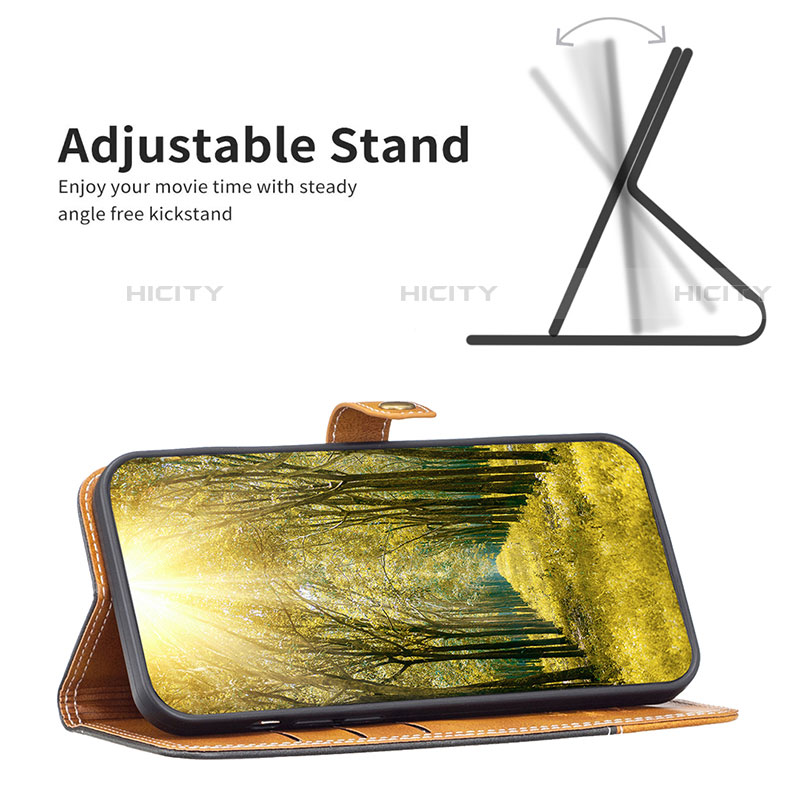 Handytasche Stand Schutzhülle Flip Leder Hülle B02F für Motorola Moto E32