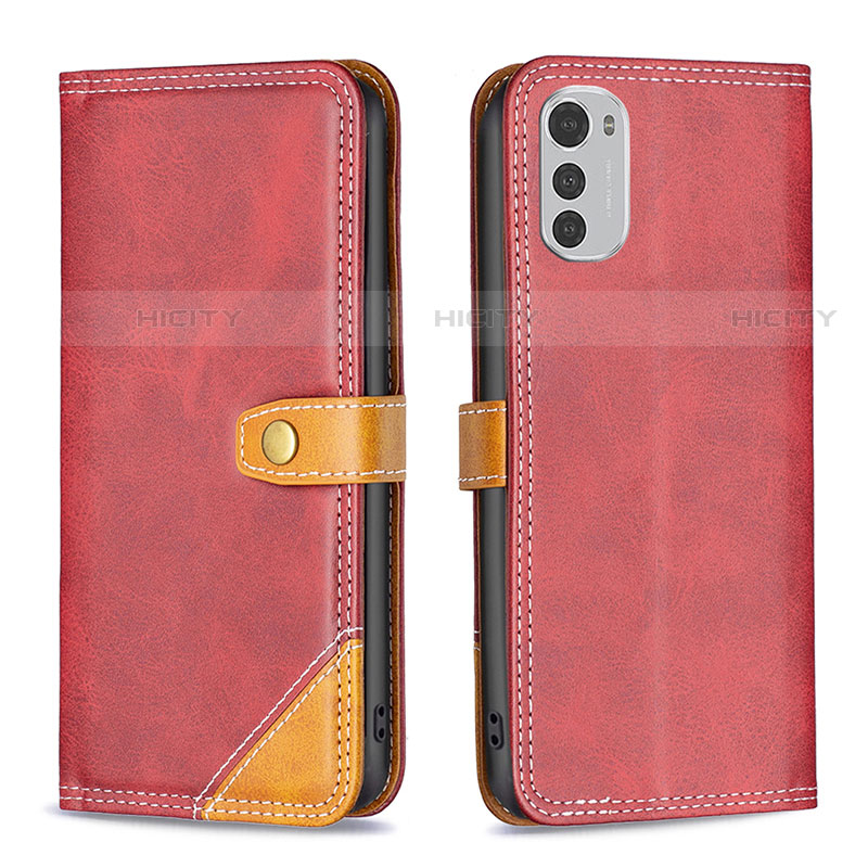 Handytasche Stand Schutzhülle Flip Leder Hülle B02F für Motorola Moto E32 Rot