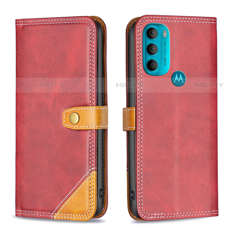 Handytasche Stand Schutzhülle Flip Leder Hülle B02F für Motorola Moto G71 5G Rot