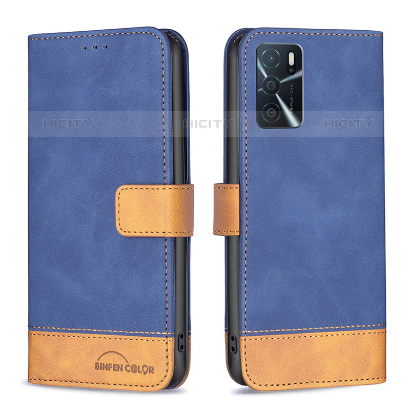 Handytasche Stand Schutzhülle Flip Leder Hülle B02F für Oppo A16s Blau