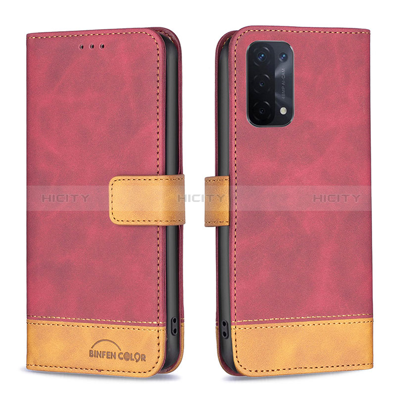 Handytasche Stand Schutzhülle Flip Leder Hülle B02F für Oppo A54 5G Rot Plus