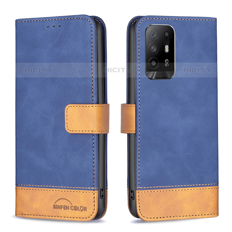 Handytasche Stand Schutzhülle Flip Leder Hülle B02F für Oppo A95 5G Blau Plus