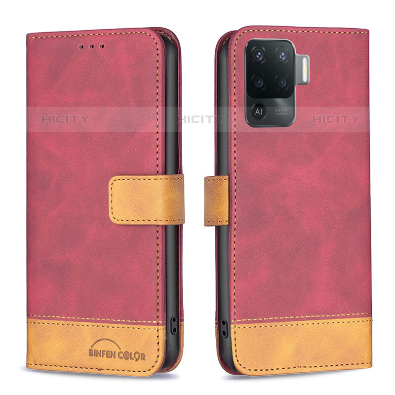 Handytasche Stand Schutzhülle Flip Leder Hülle B02F für Oppo Reno5 Lite Rot