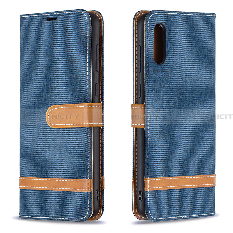 Handytasche Stand Schutzhülle Flip Leder Hülle B02F für Samsung Galaxy A02 Königs Blau