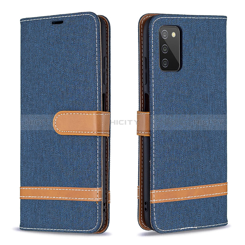 Handytasche Stand Schutzhülle Flip Leder Hülle B02F für Samsung Galaxy A02s Königs Blau